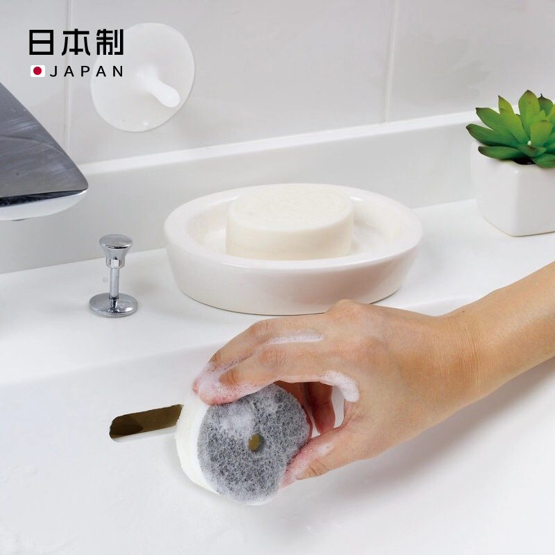JAPAN IMPORT WITH SUCTION CUP KITCHEN CLEAN SPONGE WIPE DOUBLE FACE DECONTAMINATION DISHWASHING SPONGE BAGGY CLEAN WIPE
