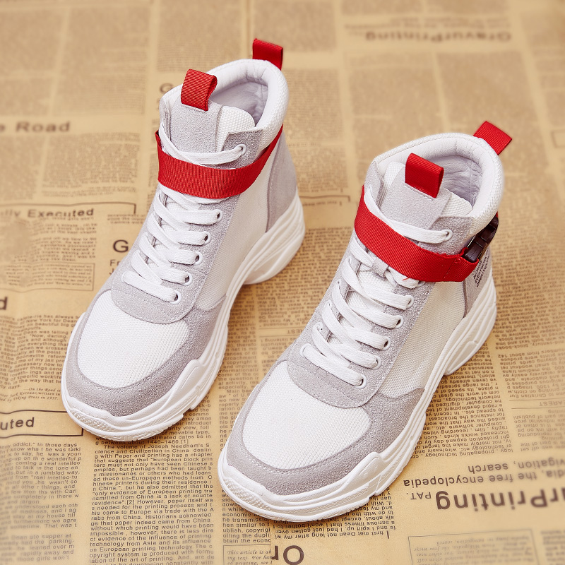 Cao-top sneakers Hàn Quốc phiên bản của mùa xuân 2018 mùa hè mới Harajuku hoang dã Gaobang giày nhỏ màu trắng hip-hop hip-hop giày của phụ nữ thủy triều