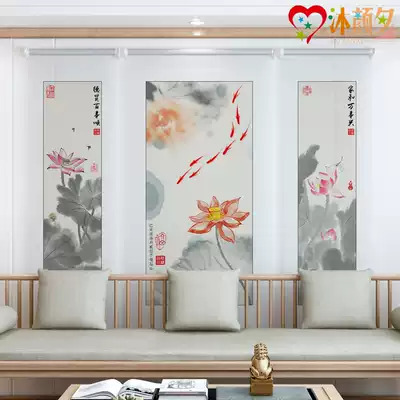 Modern new Chinese office tea room hanging painting hotel decoration painting partition living room hanging screen window rolling curtain