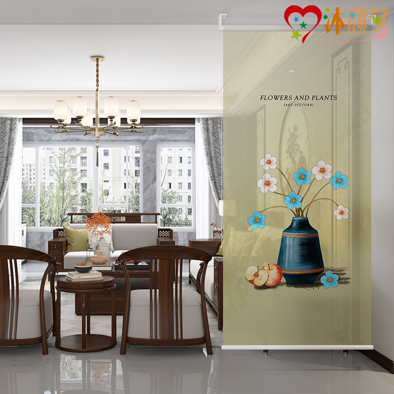 Nordic minimalist Entrance Partition Window Living-room Small Freshener Hand Painted Soft Screen Suspended Soft Curtain Bedroom Semi-Permeable Hanging Curtain