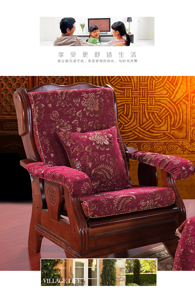 Trung Quốc sofa đệm đệm đệm duy nhất rắn gỗ ghế đệm bọt biển lõi ba người sofa gỗ gụ thảm trải bàn ghế gỗ