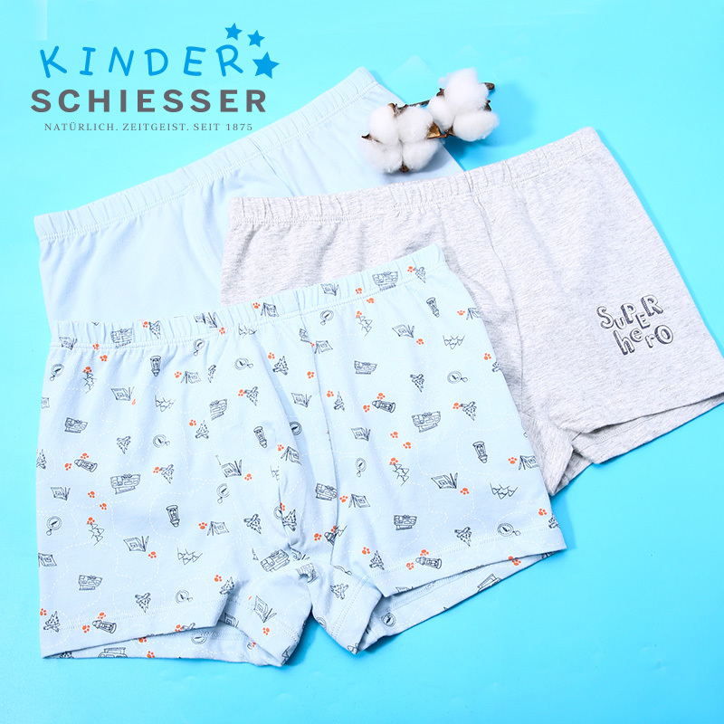 3-Pack of Shuya Children's Pure Cotton Underwear, New Autumn and Winter Style for Boys, Soft and Comfortable Mid-Waist Boxer Briefs 25338t