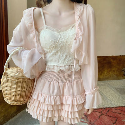 【Dear YN】 Gentle and heavy lace-trimmed vest with chest pad, strapless fishbone top, short halter top for women
