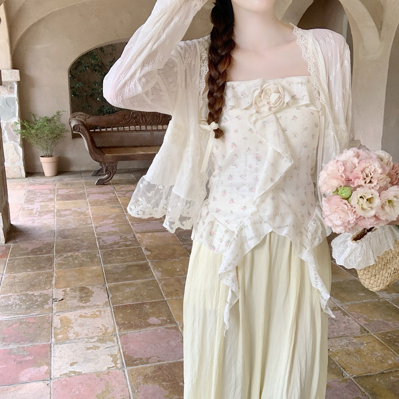 【Dear Yn】Gentle Style, Multi-Color Lace Trim Design, Thin Cardigan, Summer Sun Protection Short Jacket for Women