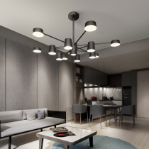 Postmodern chandelier Light luxury living room Dining room Black modern simple atmosphere Nordic style Multi-head design lighting