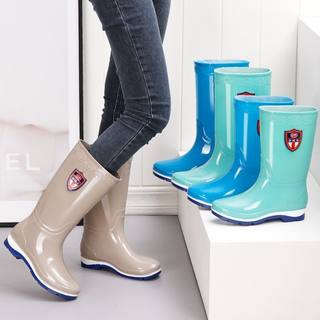 High-top fashionable women's water shoes, waterproof, non-slip, medium-top, wear-resistant, wear-resistant water shoes, rain boots, plus velvet, warm water shoes, rubber shoes for women