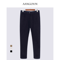 Black pants mens casual pants straight loose gray autumn and winter thick stretch trousers ankle-length pants