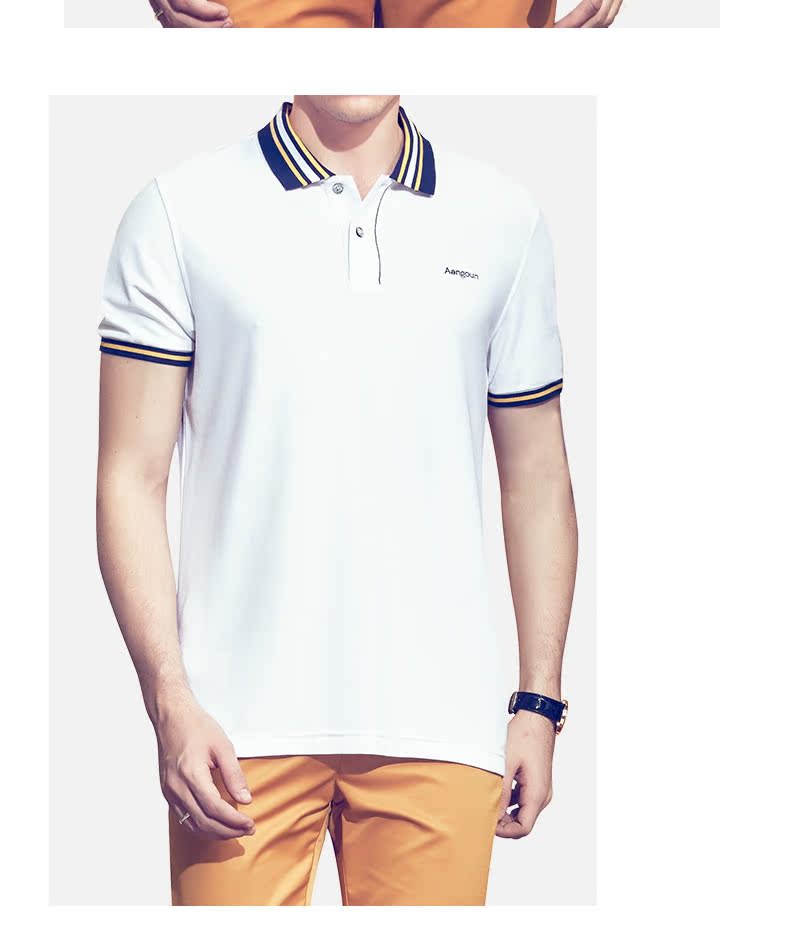 Asian Lion Long 2018 Mùa hè Áo thun nam mới cho nam Lapel Thời trang đơn giản Slim Áo thun kinh doanh dành cho giới trẻ áo phông polo