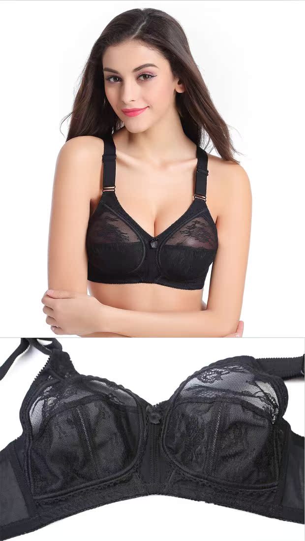 Mùa hè siêu mỏng không có vòng thép áo ngực mỏng thoáng khí gợi cảm thu thập kích thước lớn cốc lớn điều chỉnh đồ lót áo bra tập gym