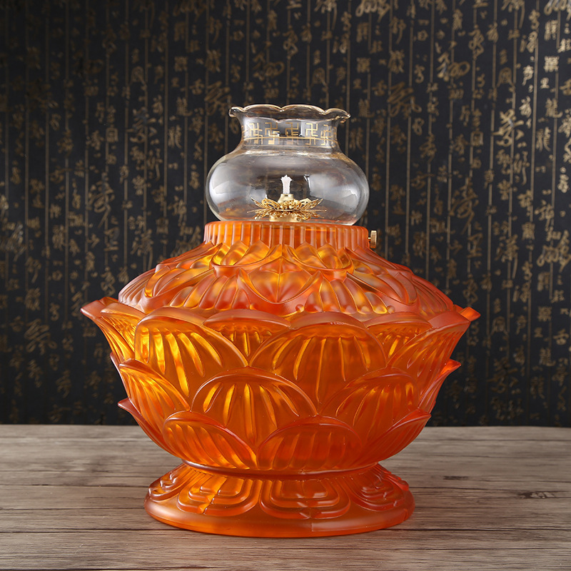 Household temple bond large liquid butter lamp for 30 days for Buddha glazed lotus lamp for lamp windproof dimming long