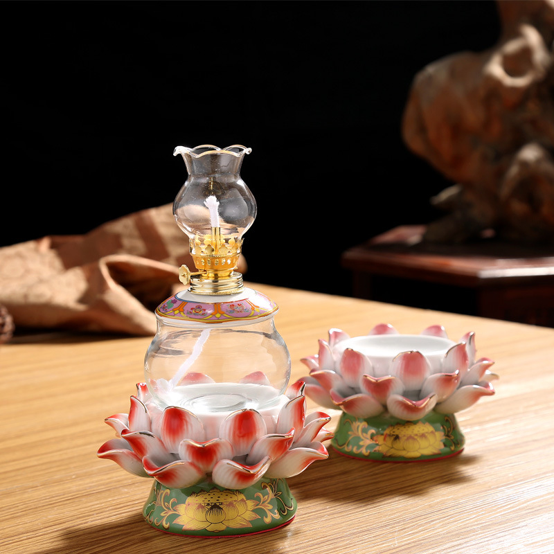 Marriage kerosene lamp lotus for Buddha oil lamp ceramic temple for lamp Buddha front Changming lamp Guanyin butter lamp Buddhist hall