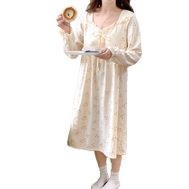 With Chest Cushion Sweetness Princess Wind Sleeping Dress Lady Spring Autumn Season Thin style Long sleeves Loose Pregnant Woman Pyjamas clothes Home Clothing Outside