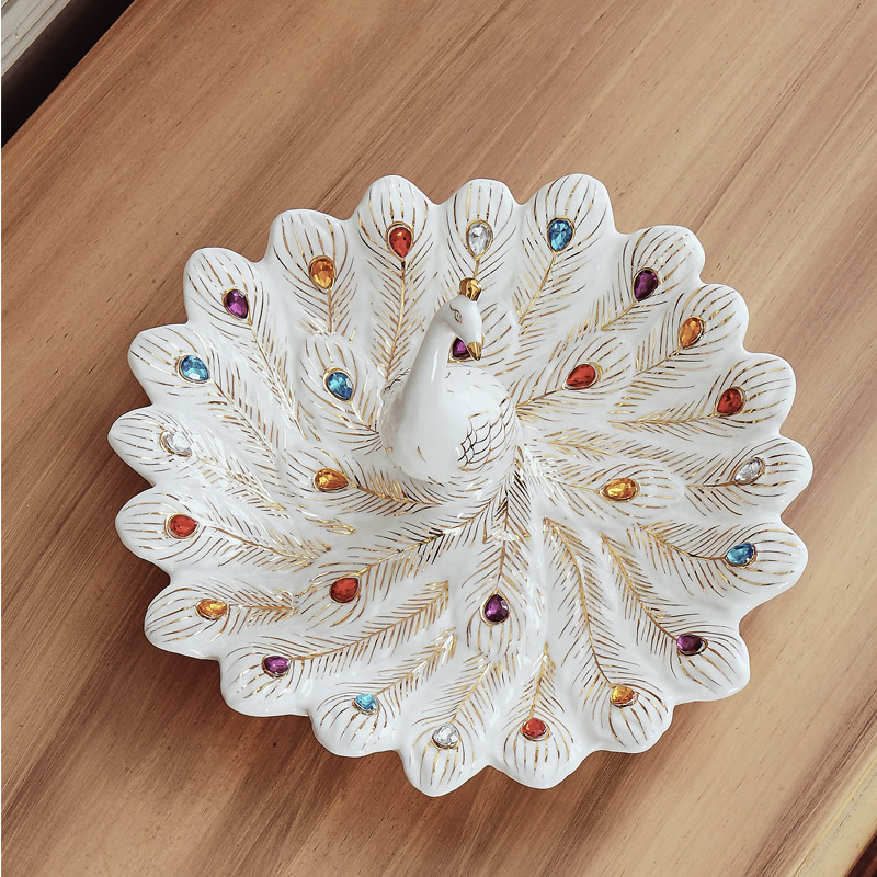 Modern European furnishing articles compote home sitting room tea table individuality creative ceramic fruit bowl peacock tea table decorations