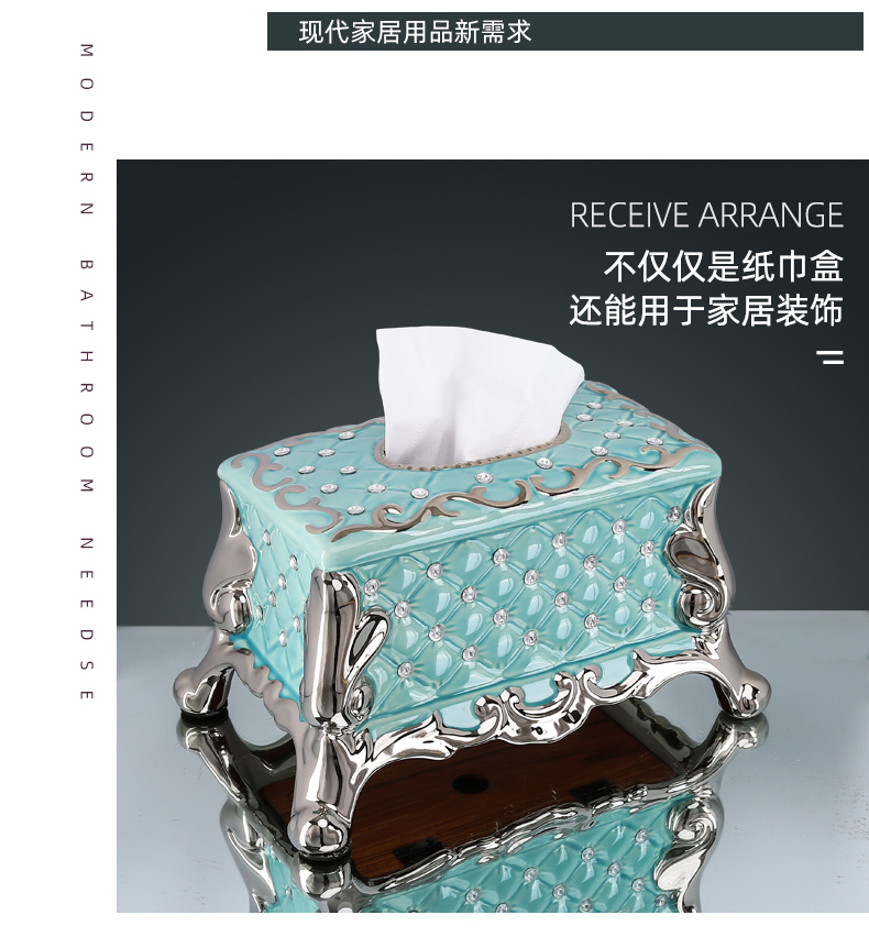 Light European - style key-2 luxury tissue box creative American household Nordic smoke box ceramic I and contracted sitting room tea table furnishing articles