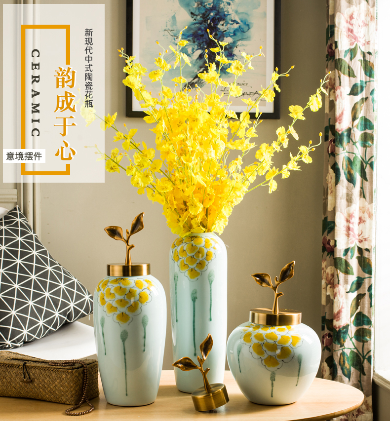 The New Chinese jingdezhen ceramic vases, flower arranging dried flowers Europe type TV ark, place the sitting room porch home decoration