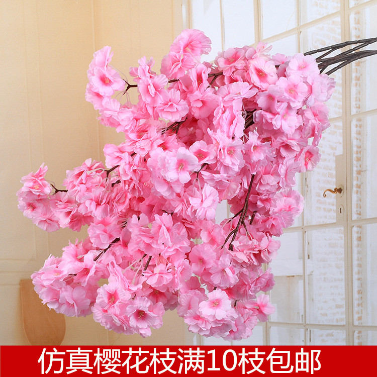 Simulation Cherry Blossom Branches Cherry Blossom Trees Plastic Wedding decoration Suspended Ceiling Peach Blossom Living-room With Flower Arrangement Fake Flowers and Flowers Vines