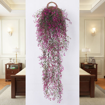 Plastic flower simulation Golden Bell Willow Wall decoration simulation hanging flower living room wall plant wall hanging basket silk flower green plant