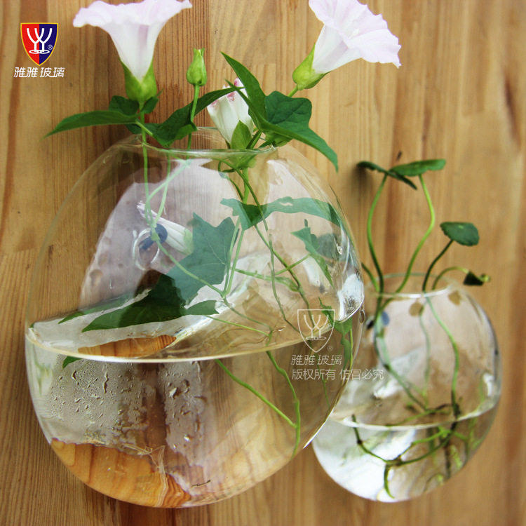 Hydroponic succulent glassware can be wall-mounted glass vase creative three-dimensional glass multi-functional fish tank wall hanging