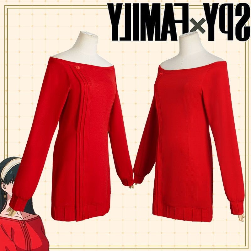【High-Quality Replica】Spy Family Yor Cosplay Costume Full Set Yor Homewear Red Sweater Cosplay