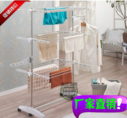 Multifunctional clothes drying rack floor-standing folding indoor balcony mobile double-pole lift telescopic diaper barber shop towel rack