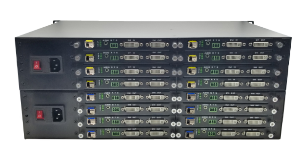 8-channel DVI optical transceiver loop out 3 5 audio RS232 single-mode 8-port DVI fiber optic transmitter