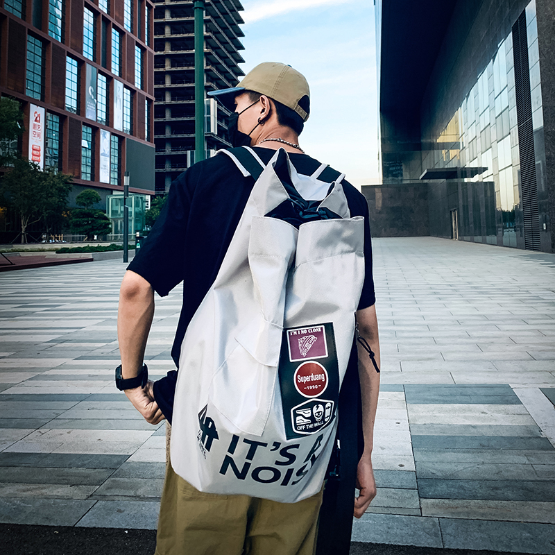 Shoulder Bag Men's Double Shoulder Bag Tide Card Street Trend Sports Wind Basketball School Bag Large Capacity Pins travel bag