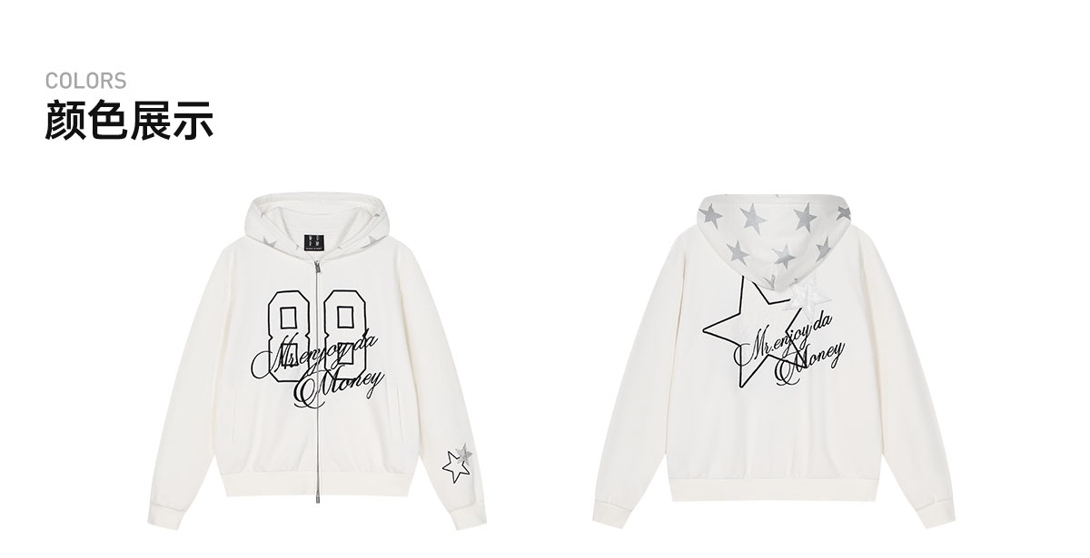 MEDM Digital Star Print Zip-Up Hoodie