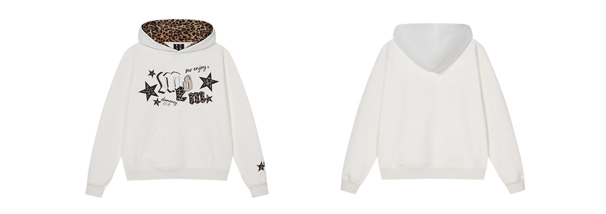 MEDM Leopard Print Fleece-Lined Hoodie