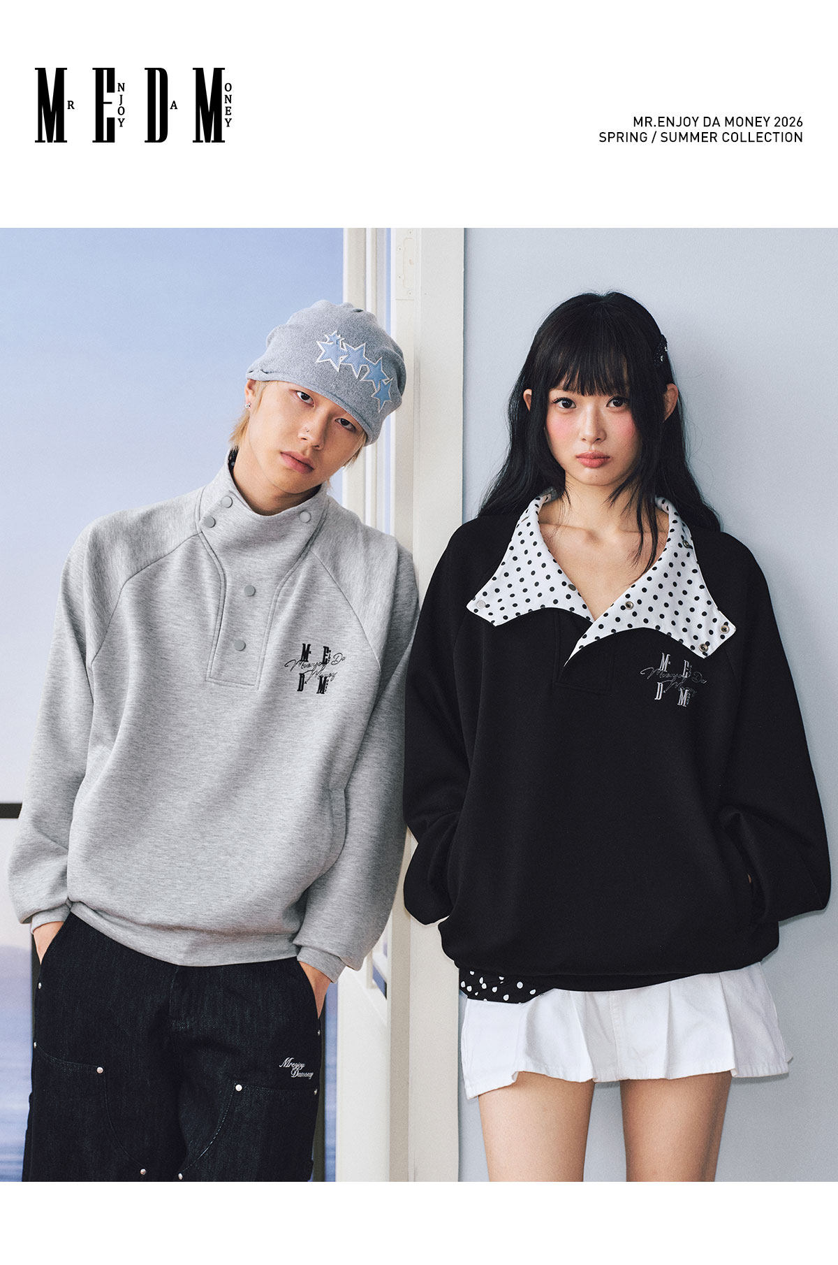 MEDM Half-Placket Collar Pullover Sweatshirt