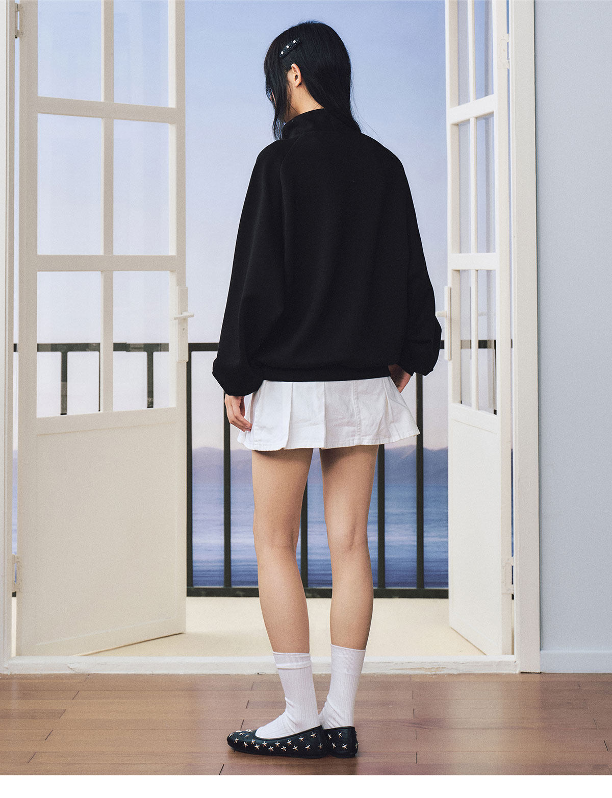 MEDM Half-Placket Collar Pullover Sweatshirt