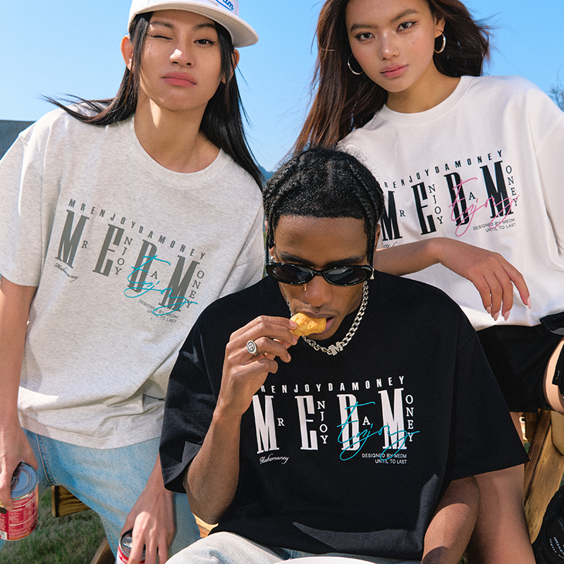 Medm26Ss Basic Logo Layout Short-Sleeved Men's American Retro Casual Round Neck Top Women's Trendy Brand Summer T-Shirt
