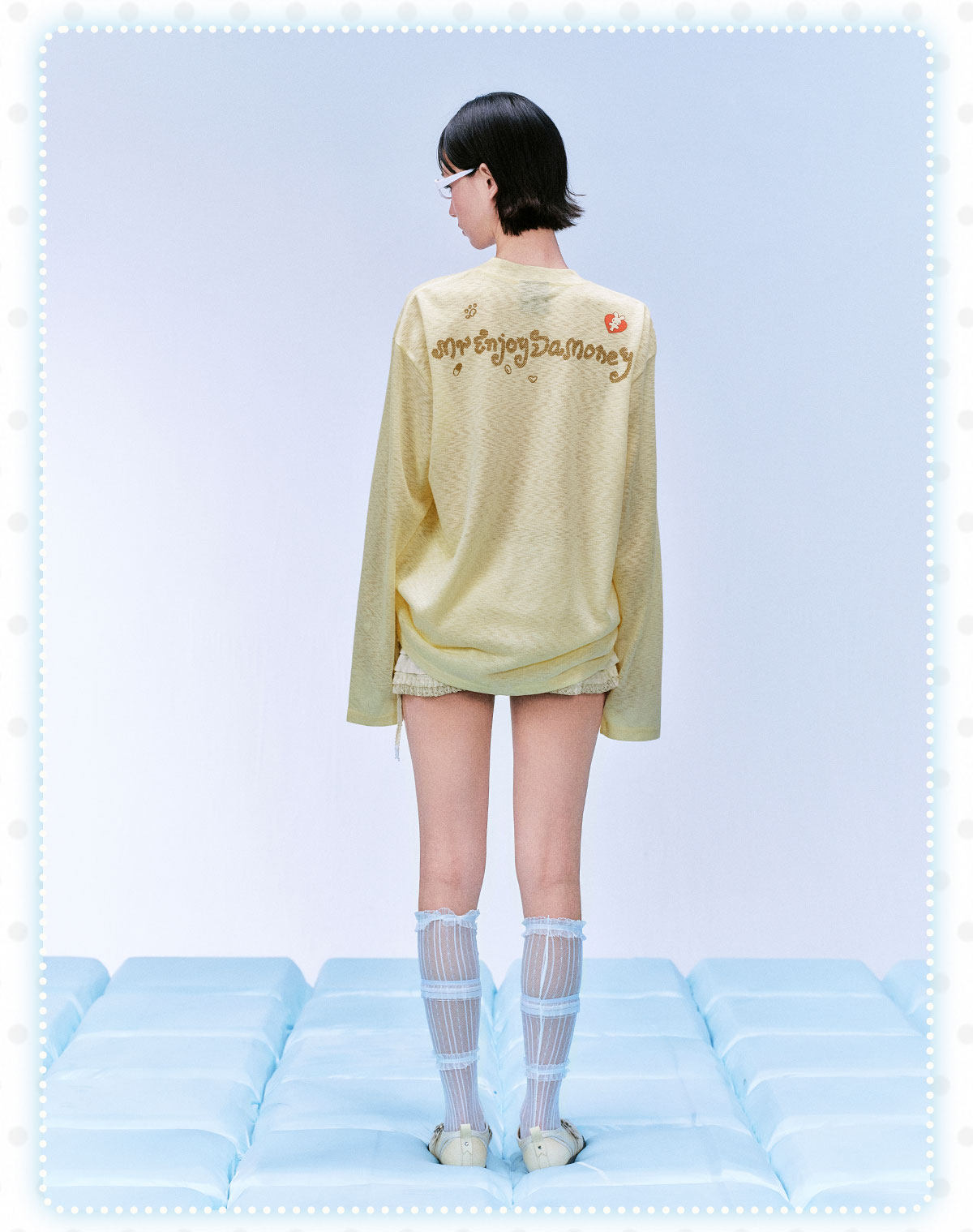 MEDM Nap Print Long-Sleeve Crewneck Top