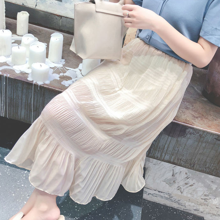 2022 new spring and summer snow-spinning pregnant woman half-body dress temperament pendant with slim pleated fish tail dresses dresses
