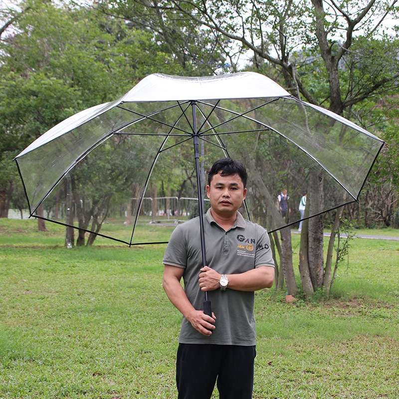 Transparent Umbrella, Large, Extra-Large, Golf Wind-Resistant Umbrella, Long Handle, Fully Transparent, Thickened, Sturdy, with Logo Printing, Free Shipping