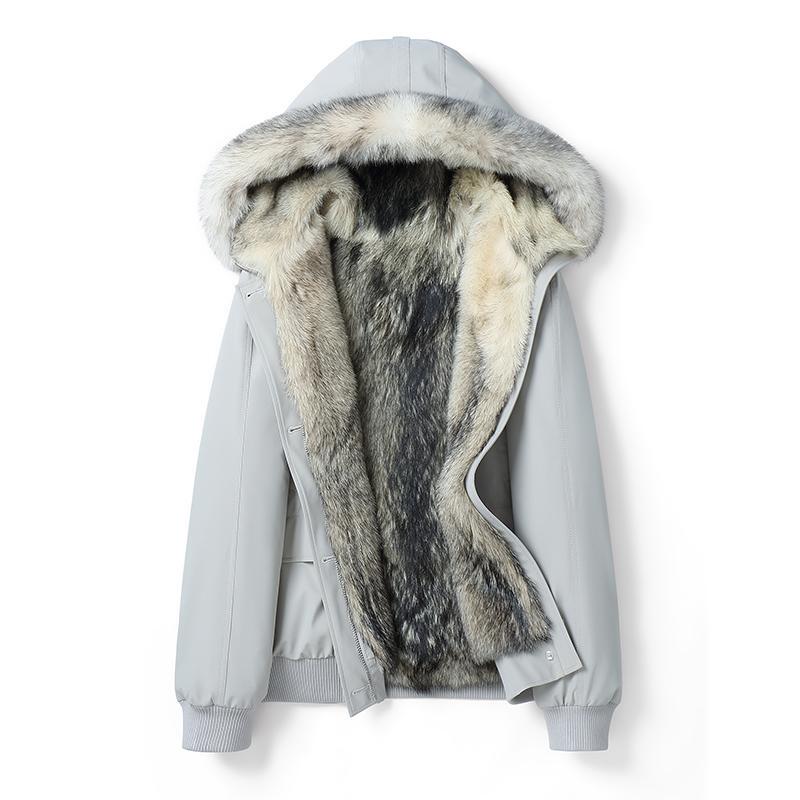2026 New Model Coyote Fur Lining Haining Men's Thickened Warm Coat Fur Coat with Fur Sleeves Parka