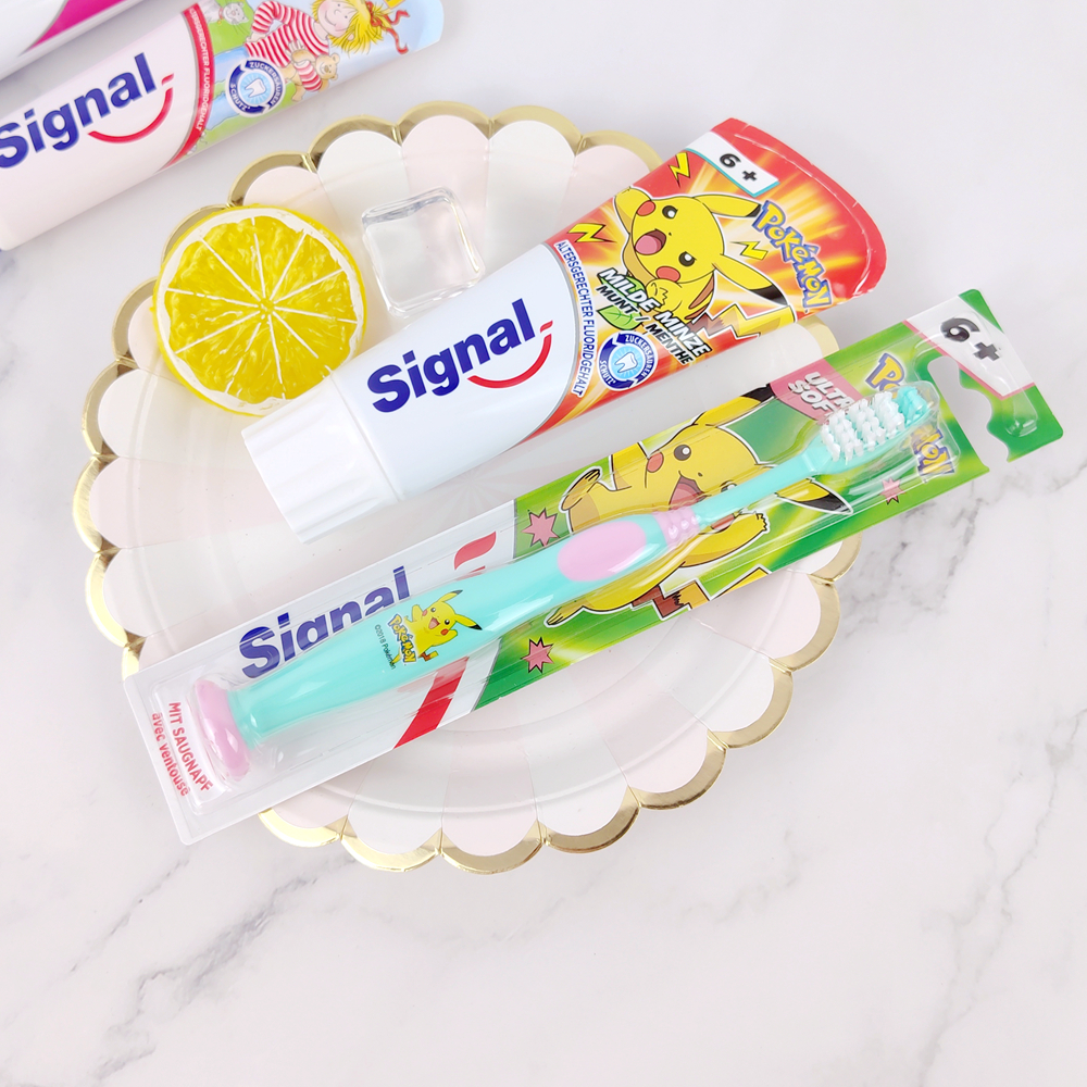 German Signal Jiano Children's toothpaste can be swallowed up to 0-6 years old Pikachu anti-tooth solid tooth strawberry
