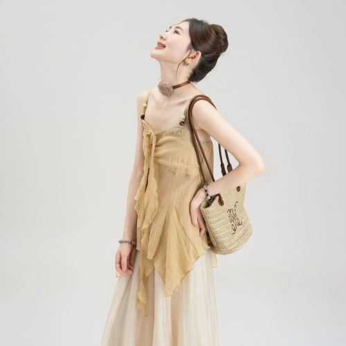 Хаки трехмерная тонкая шифоновая кружевная майка топ, V-образный вырез, в цветочек