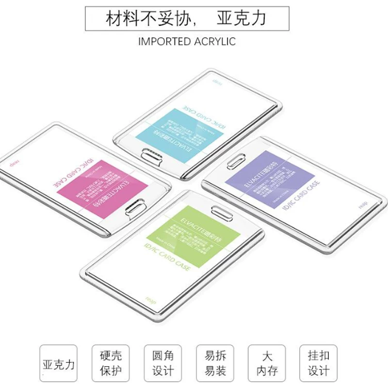 Rip ID Card Holder Simple Transparent Acrylic Work ID Card Double
