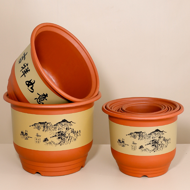 Imitation Ceramic Flower Pots, Household Plastic Outdoor Courtyard Tree Planting Large Flower Pots, Extra Large Bonsai Pots, Thickened and Durable Flower Pots