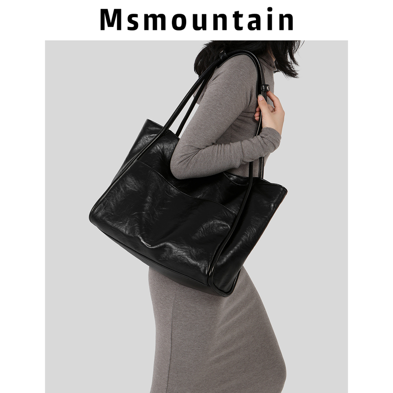 [Shanjianshan] Niche 2025 Super Popular Tote Bag for Women, Cowhide Leather Commuter Shoulder Bag, Large Capacity Black Bag for Women