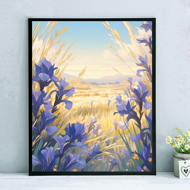 diy数字油画高颜值鸢尾花涂鸦填色绘画油彩手工减压花卉装饰挂画
