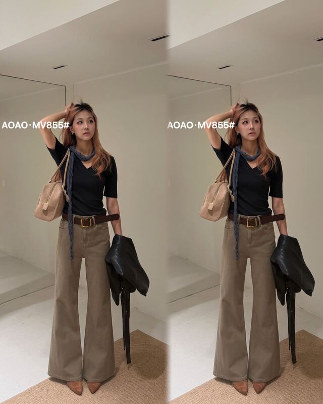Aoaomv Item Number 855, the Same Style Elastic Flared Pants from the Physical Store