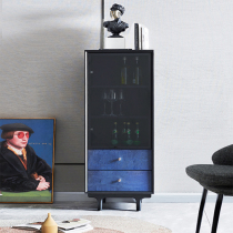 Italian light luxury wine cabinet glass door storage cabinet display cabinet high bookcase narrow side cabinet living room decoration cabinet