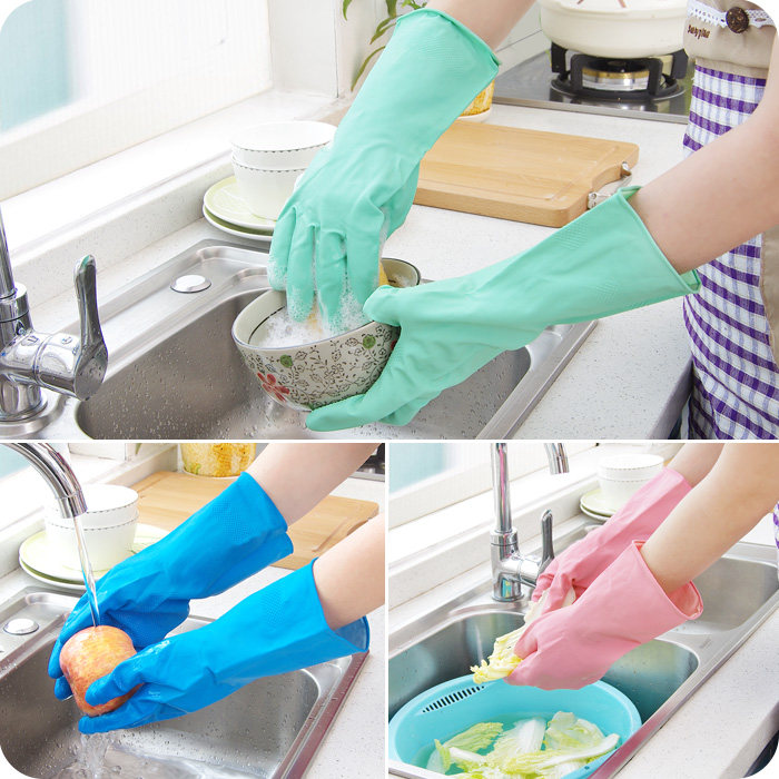 Kitchen cleaning household gloves durable housework latex anti-slip rubber skin resistant rubber skin washing and skin care