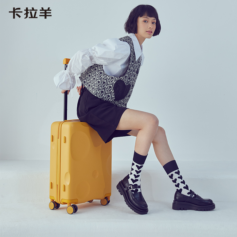 Carla Goat Cheese Suitcase Woman small 20 inch Den Case Man Pull Rod Case Sturdy suitcase Innet red new