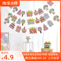 Babys birthday party Birthday Party with Decorative Cartoon Flags Small Fairy Birthday Party Letters Laflower Background Wall
