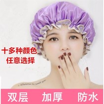 Double layer thickened waterproof adult female section bath hat kitchen hat anti-dust and smoke-proof headgear washing head bathing bath cap
