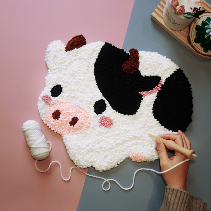 Cat thread handmade cow cow poke embroidery carpet cushion hand embroidery diy material package New Year gift poke poke le dun embroidery
