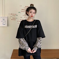 Gestational Maternity Leave Two Long sleeves T-Shirt Chaoqiu 2021 New Korean version loose with medium length Pregnancy Big Code Blouse