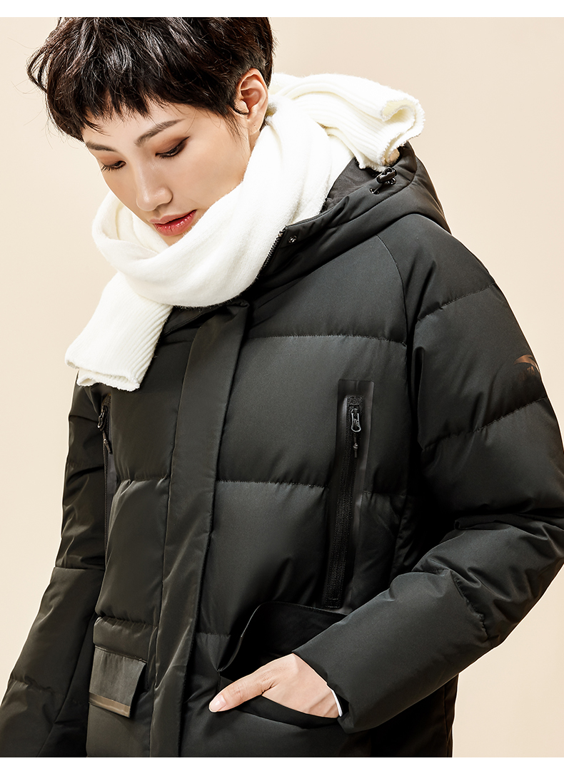 [关 same cùng đoạn] Anta down jacket nữ dài phần mùa thu 2019 áo khoác mới trùm đầu ấm áp cho nữ - Thể thao xuống áo khoác —